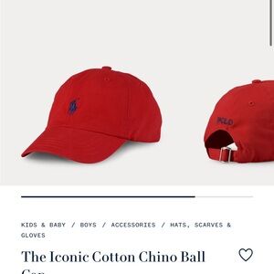 Polo Ralph Lauren Chino Ball Cap RL Red 2000 Boys Size 8-20